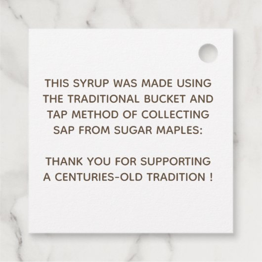 Traditioneel etiket met mannetjesstroop met kleurr (Achterkant)