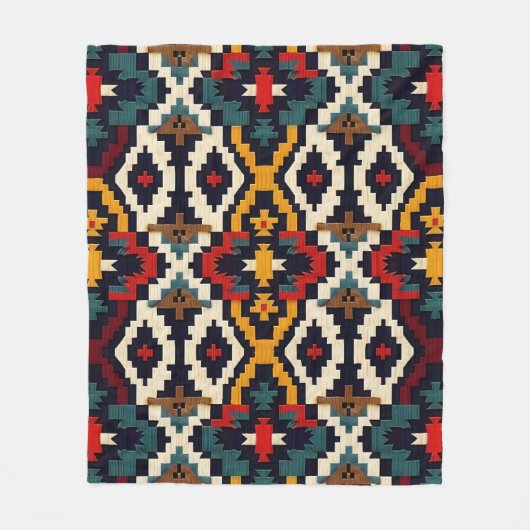 Traditioneel etnisch geometrisch patroon fleece deken (Voorkant)