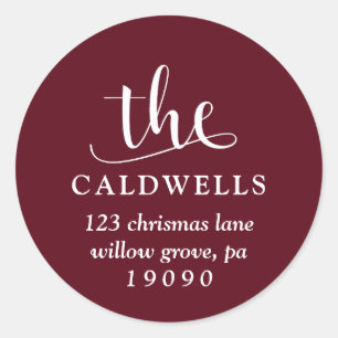 Traditioneel familielecalligrafie rood retouradres ronde sticker