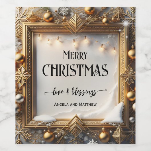 Traditioneel feestelijk kerstwijnetiket wijn etiket (Enkel label)