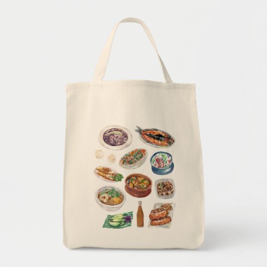 Traditioneel Filipijns eten in Waterverf Pinoy Tote Bag (Voorkant)