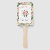 Traditioneel Floral Patroon in Roze en Tan Wedding Handwaaier (Achterkant)