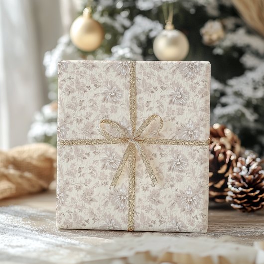 Traditioneel Floral Pink Christmas Wrapping Paper Cadeaupapier