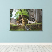 Traditioneel foie gras ganzen boerderij canvas afdruk (Insitu (Houten vloer))