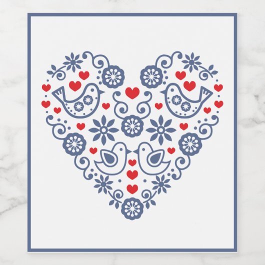 Traditioneel Folk Pattern Wijnlabel Wijn Etiket (Enkel label)