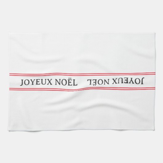 Traditioneel Frans Joyeux Noël Red Stripe Land Theedoek (Horizontaal)