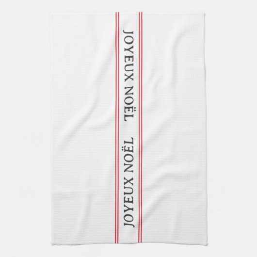 Traditioneel Frans Joyeux Noël Red Stripe Land Theedoek (Verticaal)
