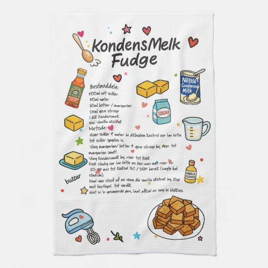 Traditioneel Fudge geïllustreerd recept Theedoek (Verticaal)