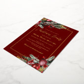 Traditioneel gebladerte Lijst kerstfeest Folie Uitnodiging (Gedraaid)