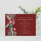 Traditioneel gebladerte rood kerstfeest kaart (Staand voorkant)