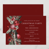 Traditioneel gebladerte rood kerstfeest kaart (Voorkant / Achterkant)