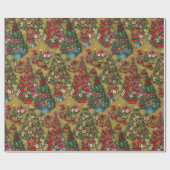 Traditioneel gedecormeerd kerstboompatroon cadeaupapier (Vlak)