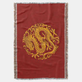 Traditioneel geel op rode Chinese drakencirkel Deken (Voorkant Verticaal)