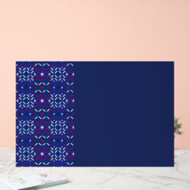 Traditioneel geometrisch pixelpatroon in diepblauw acryl bord