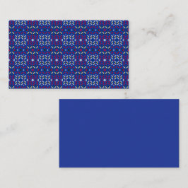 Traditioneel geometrisch pixelpatroon in diepblauw informatiekaartje