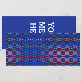 Traditioneel geometrisch pixelpatroon in diepblauw menu