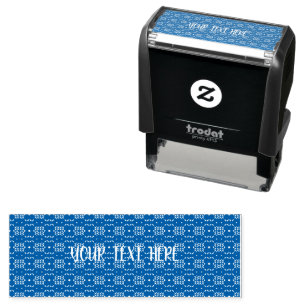 Traditioneel geometrisch pixelpatroon in diepblauw  zelfinktende stempel