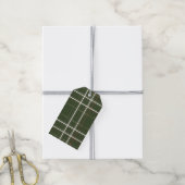 Traditioneel geruit knus blokhut groen kerstfeest cadeaulabel (Met Touw)