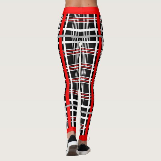 Traditioneel geruit - rood wit zwart leggings (Achterkant)