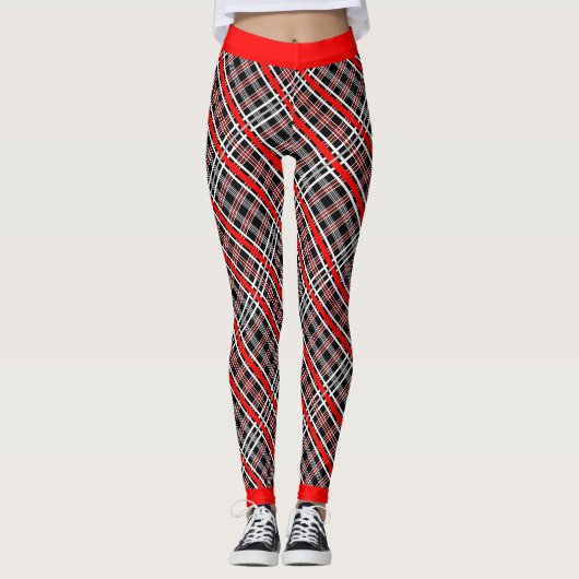 Traditioneel geruit - rood wit zwart leggings (Voorkant)