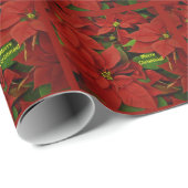 Traditioneel geschilde Rode Poinsettia Kerstmis Cadeaupapier (Rol Hoek)