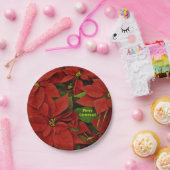 Traditioneel geschilde Rode Poinsettia Kerstmis Papieren Bordje (Feest)