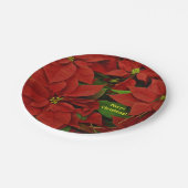 Traditioneel geschilde Rode Poinsettia Kerstmis Papieren Bordje (Gekanteld)
