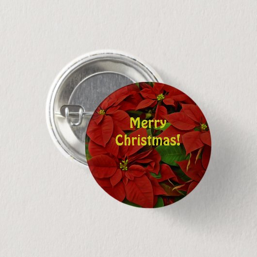 Traditioneel geschilde Rode Poinsettia Kerstmis Ronde Button 3,2 Cm (Voorkant /achterkant)