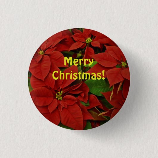 Traditioneel geschilde Rode Poinsettia Kerstmis Ronde Button 3,2 Cm (Voorkant)