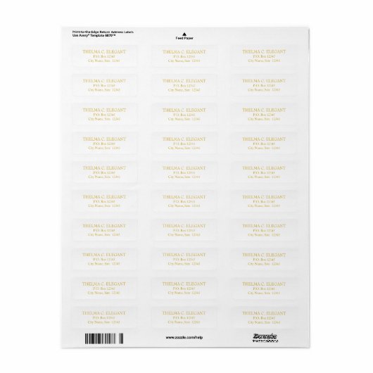 Traditioneel Gold en White Return Address Label (Full Sheet)