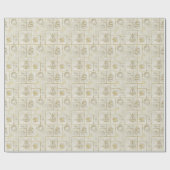 Traditioneel goud vakantie inpakpapier (Vlak)