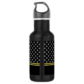 Traditioneel Goud Zwart Wit Polka Dots & Monogram Waterfles (Achterkant)