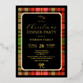 Traditioneel gouden feestelijk gespeeld kerstfeest folie uitnodiging (Voorkant)