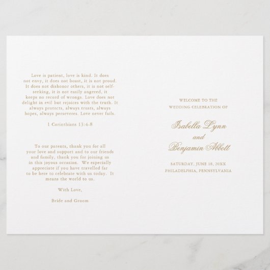 Traditioneel Gouden Formeel Elegant Huwelijksprogr (Voorkant)