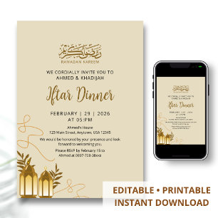 Traditioneel Gouden Lantaarns Ramadan Iftar-diner Kaart
