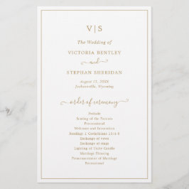 Traditioneel Gouden Monogram Budget Huwelijksprogr Flyer