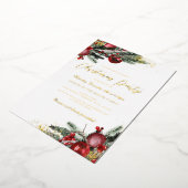 Traditioneel gouden sprankelend gebladerte kerstfe folie uitnodiging (Gedraaid)