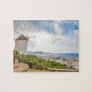 Traditioneel Grieks dorp Windmill Mykonos Griekenl Legpuzzel