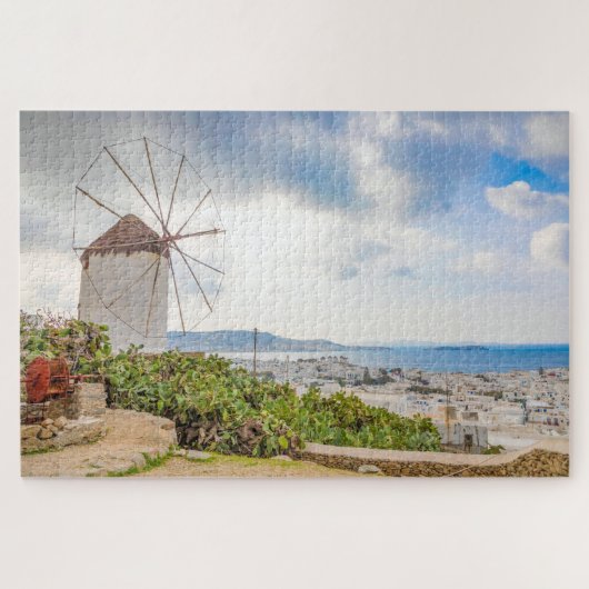 Traditioneel Grieks dorp Windmill Mykonos Griekenl Legpuzzel (Horizontaal)