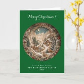 Traditioneel groen 3D-papierknip Kerstmis Kaart (Gele Bloem)