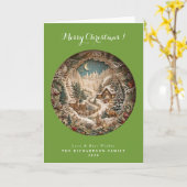 Traditioneel groen 3D-papierknip Kerstmis Kaart (Gele Bloem)