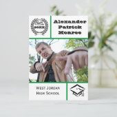 Traditioneel Groen - 3x5 Afstudeeraankondiging Kaart (Staand voorkant)