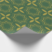 Traditioneel groen en goud kerstpatroon cadeaupapier (Hoek)