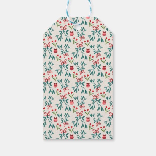 Traditioneel groen en rood Grand Millenial-patroon Cadeaulabel (Achterkant)