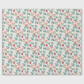 Traditioneel groen en rood Grand Millenial-patroon Cadeaupapier (Vlak)