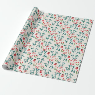 Traditioneel groen en rood Grand Millenial-patroon Cadeaupapier