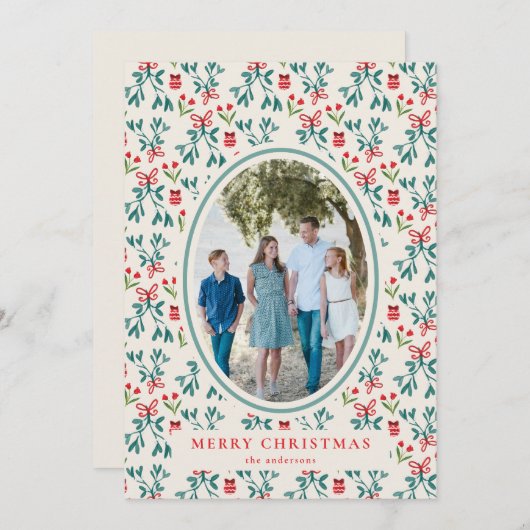 Traditioneel groen en rood Grand Millenial-patroon Kaart (Voorkant / Achterkant)