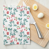 Traditioneel groen en rood Grand Millenial-patroon Theedoek (Quarter Fold)