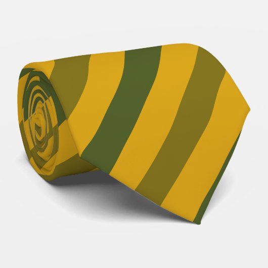 Traditioneel groen geel diagonaal streeppatroon stropdas (Opgerold)