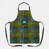 Traditioneel groen geplakt tartan patroon monogram schort (Voorkant)